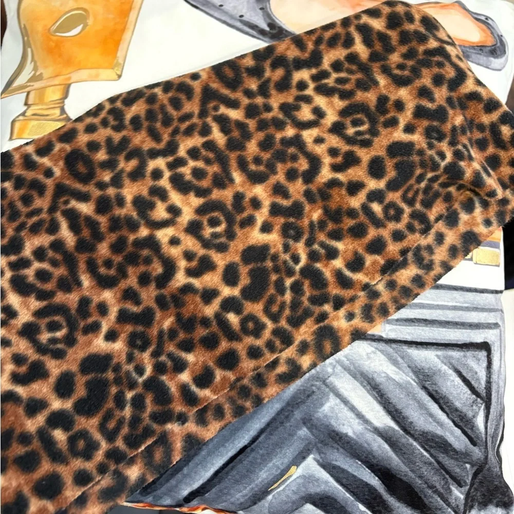 Leopard Print Thin Fleece Wrap Scarf